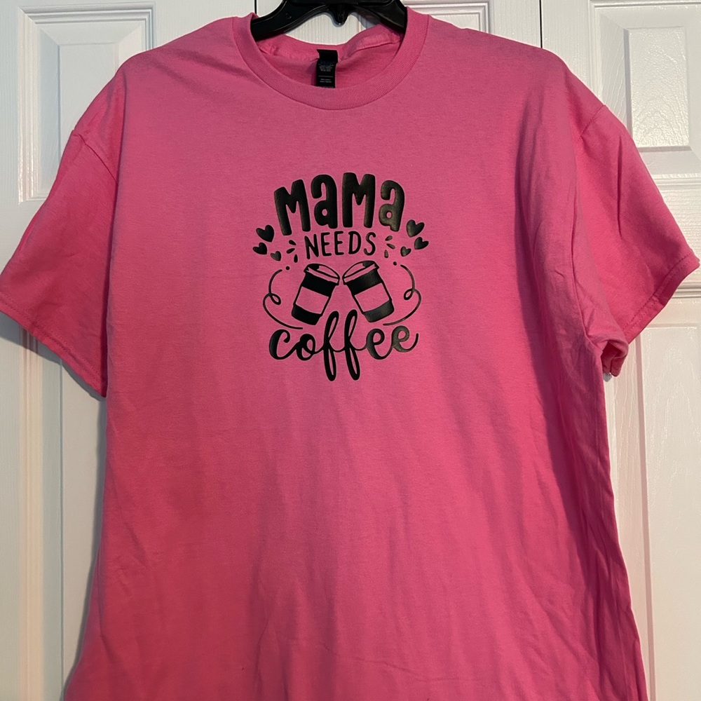 Gildan Pink "Mama Needs Coffee" Graphic Tee